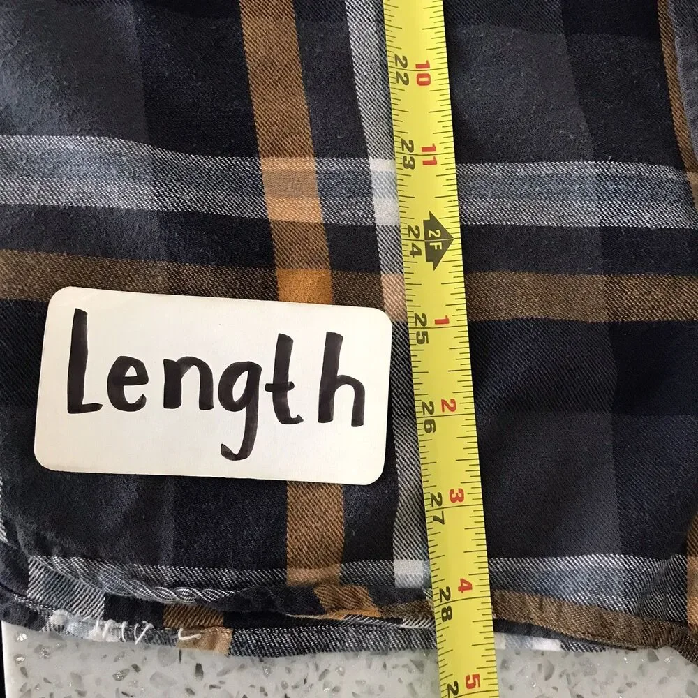 Levis Navy Blue Plaid Long Sleeve Cotton Flannel Casual Grunge Shirt Mens XL